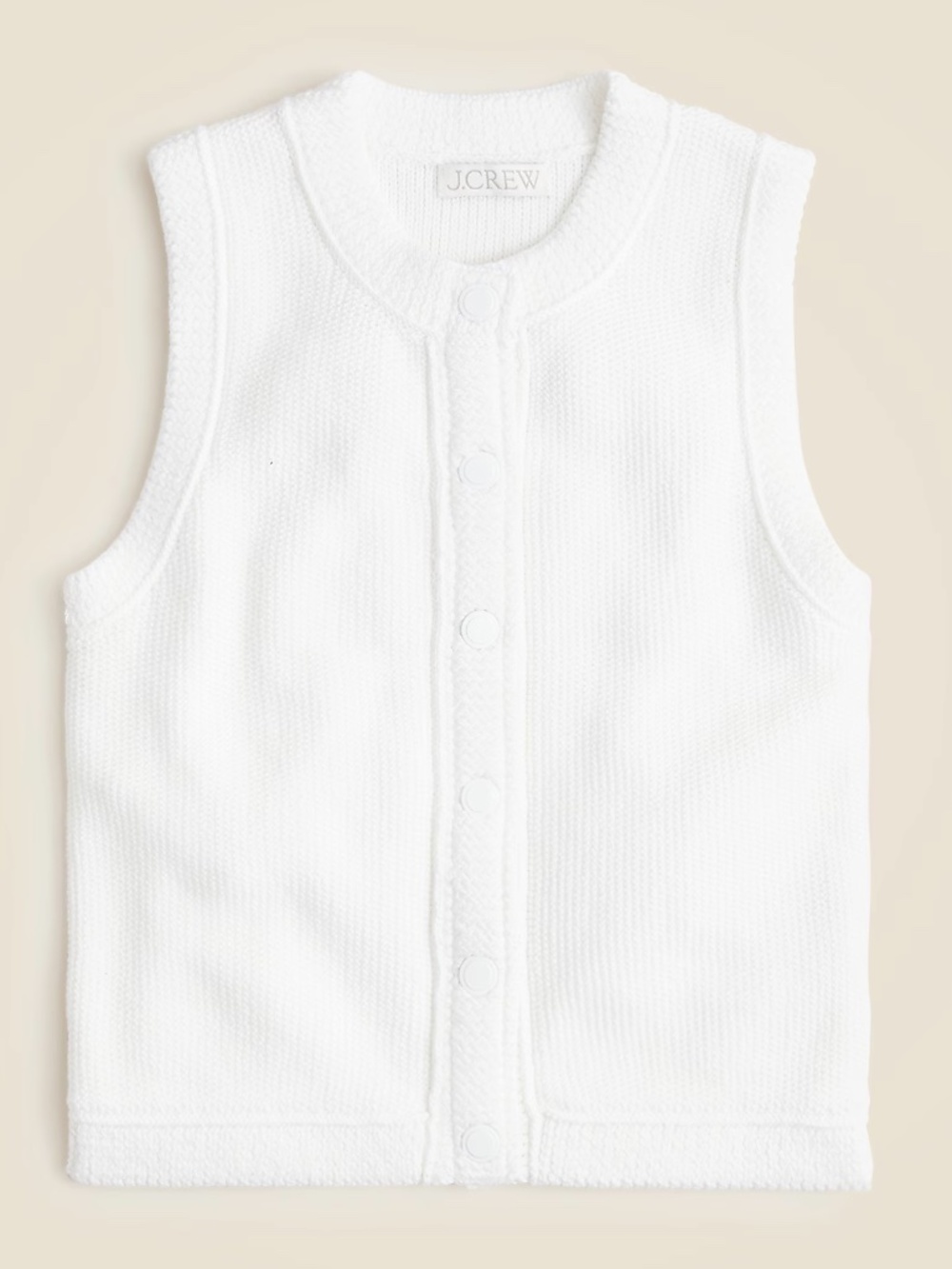 J.Crew White Cropped Button Up Sweater Shell Medium